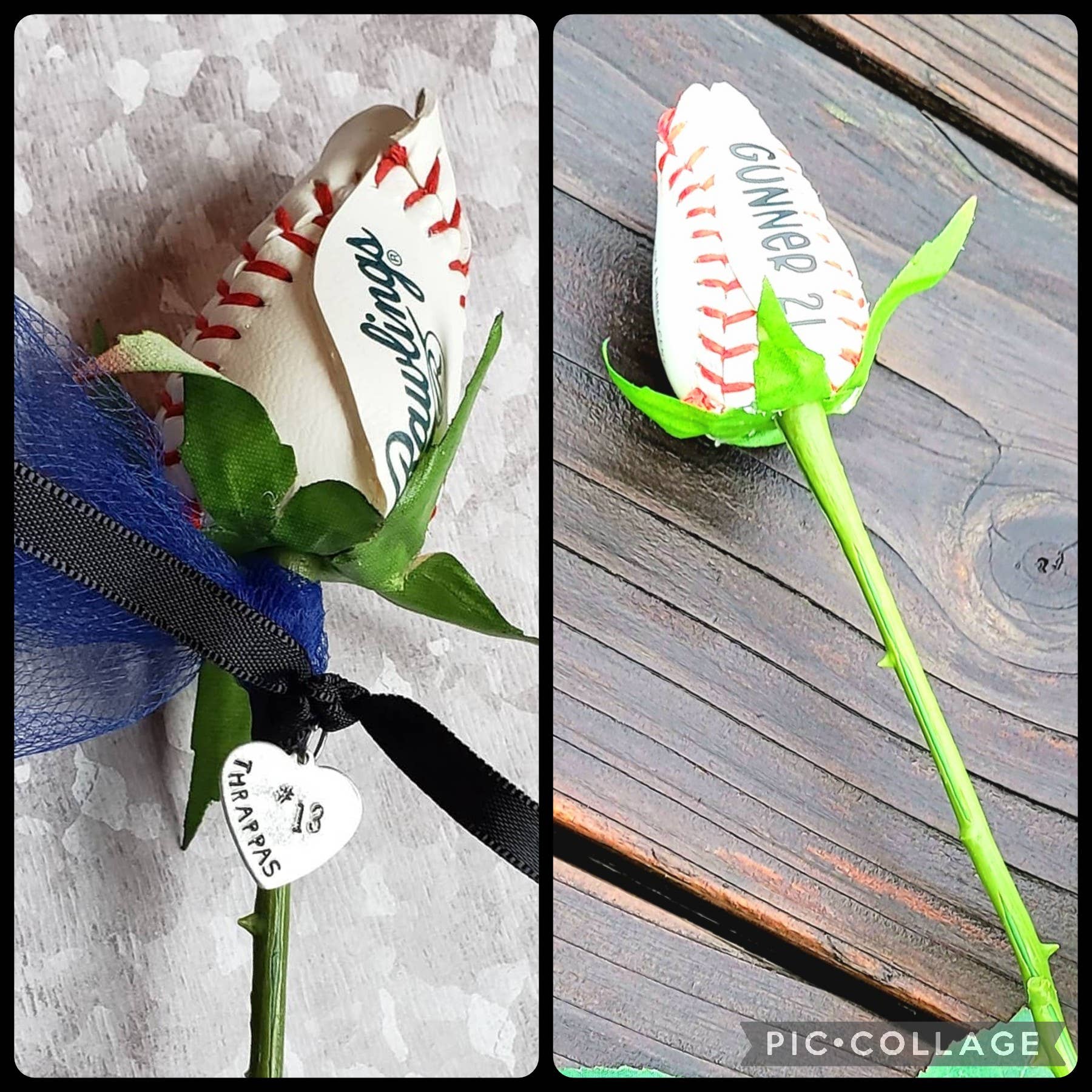 Real Baseball Long Stem Rose
