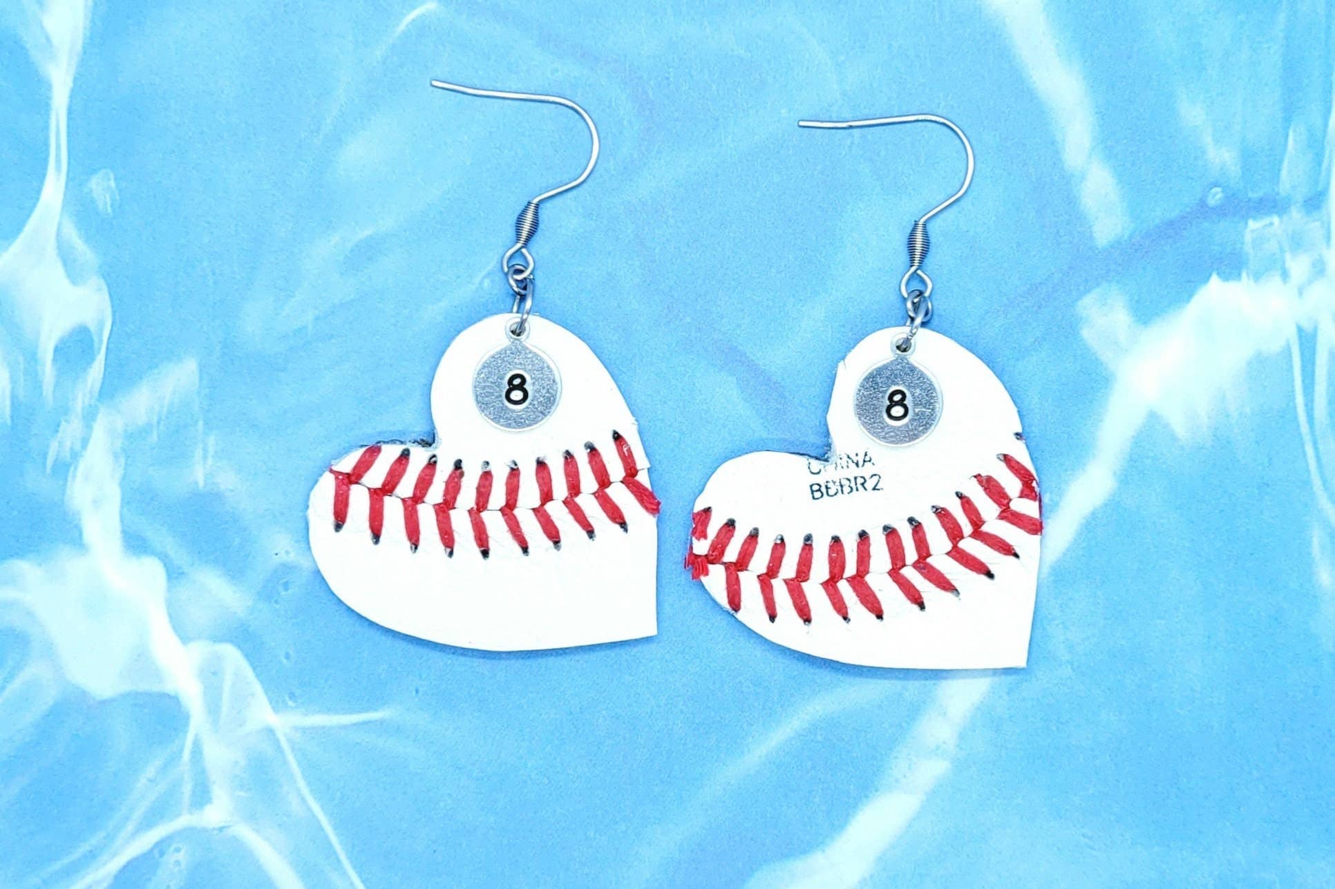 Real Baseball Heart Earrings