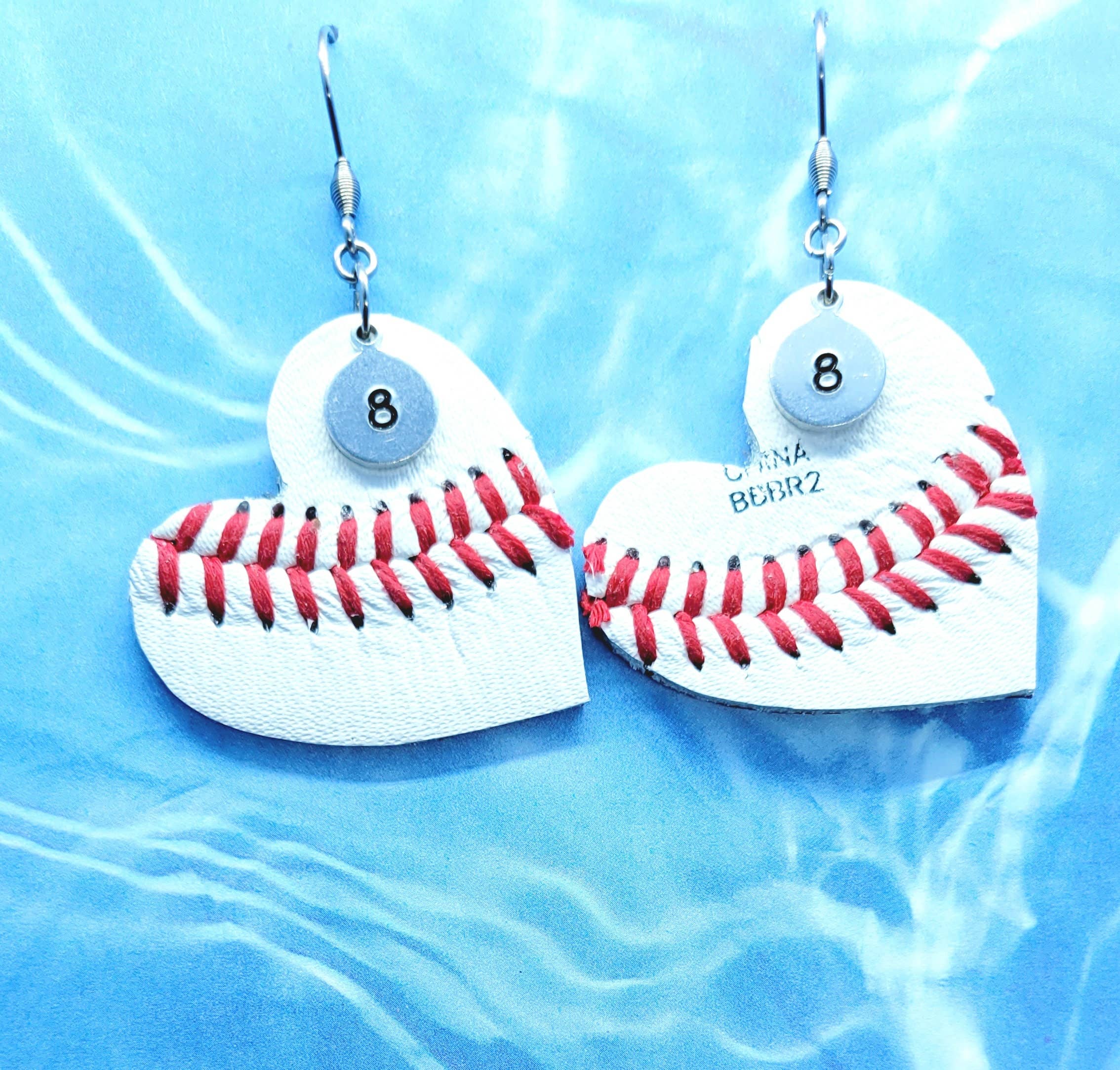 Real Baseball Heart Earrings