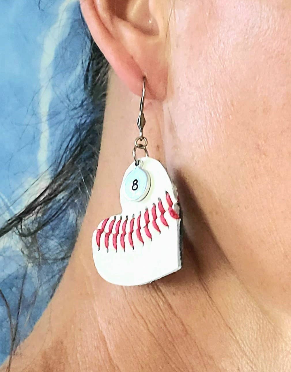 Real Baseball Heart Earrings