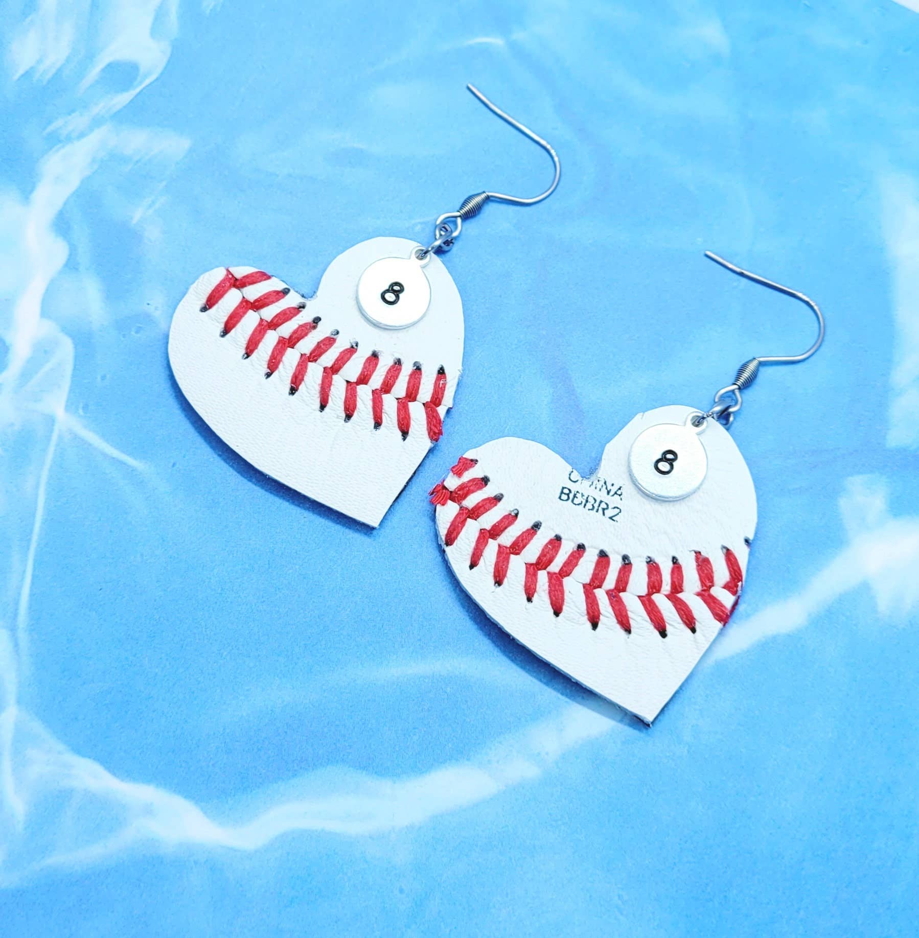 Real Baseball Heart Earrings