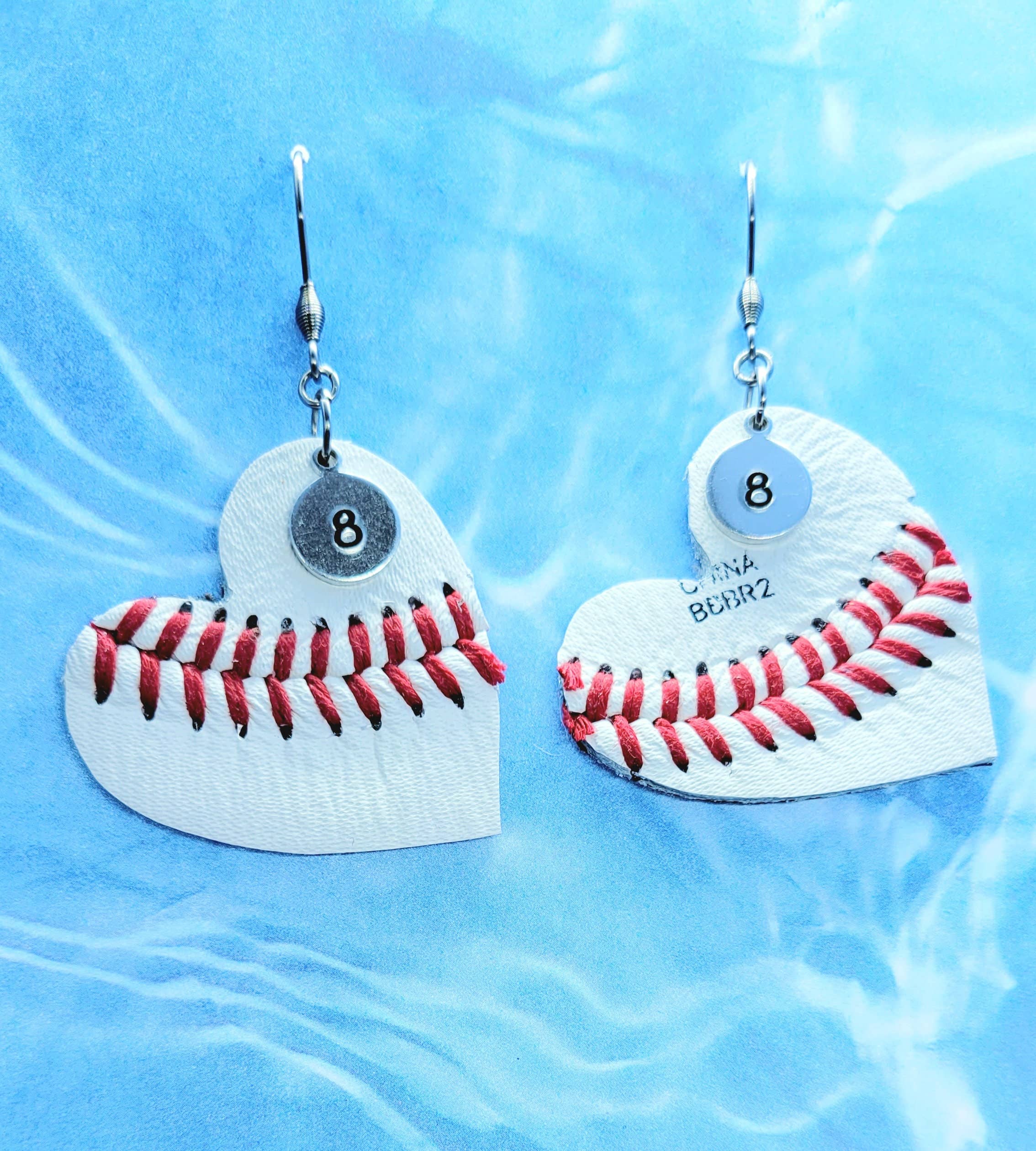 Real Baseball Heart Earrings