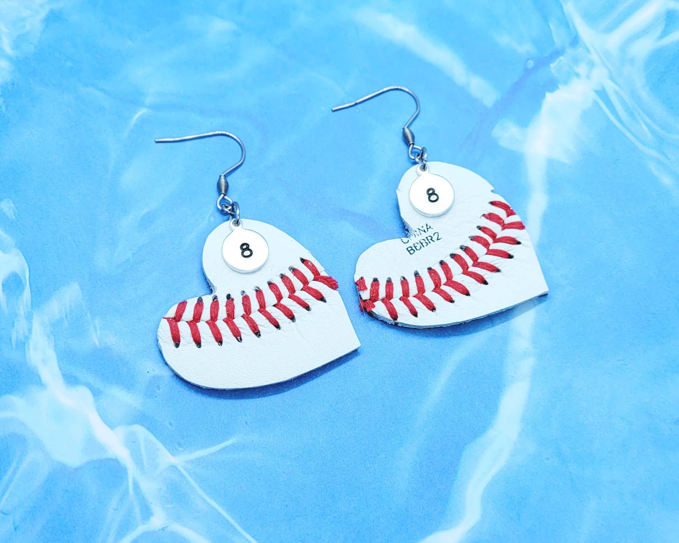 Real Baseball Heart Earrings