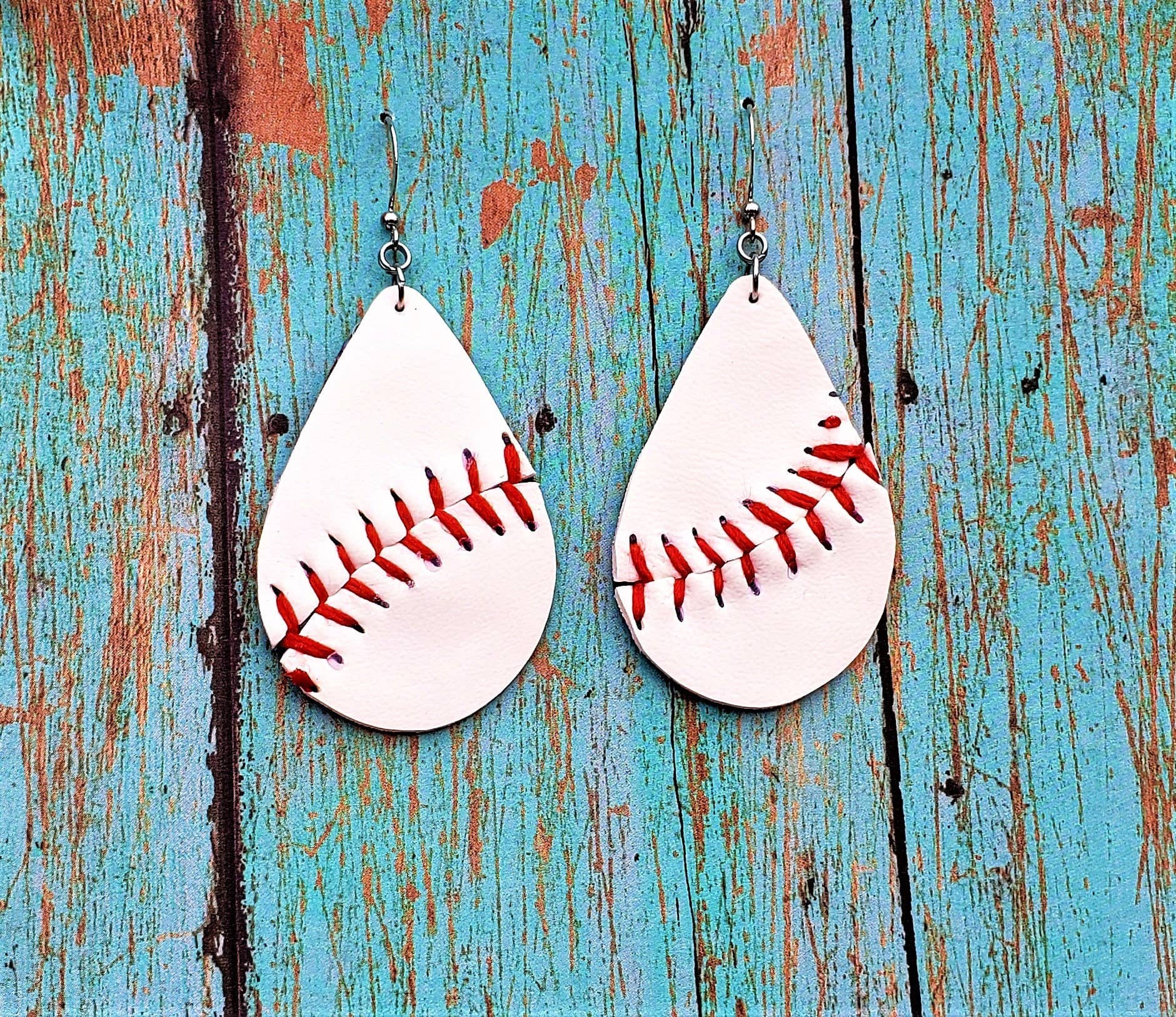 Teardrop Baseball Earrings