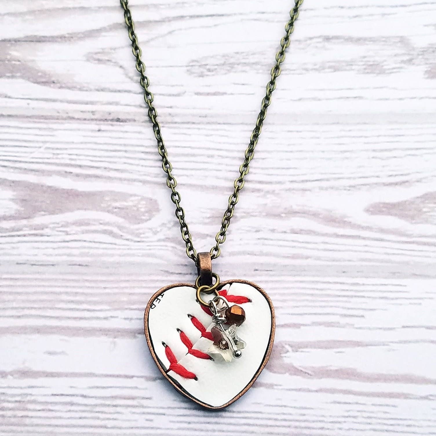 Real Baseball Heart Necklace