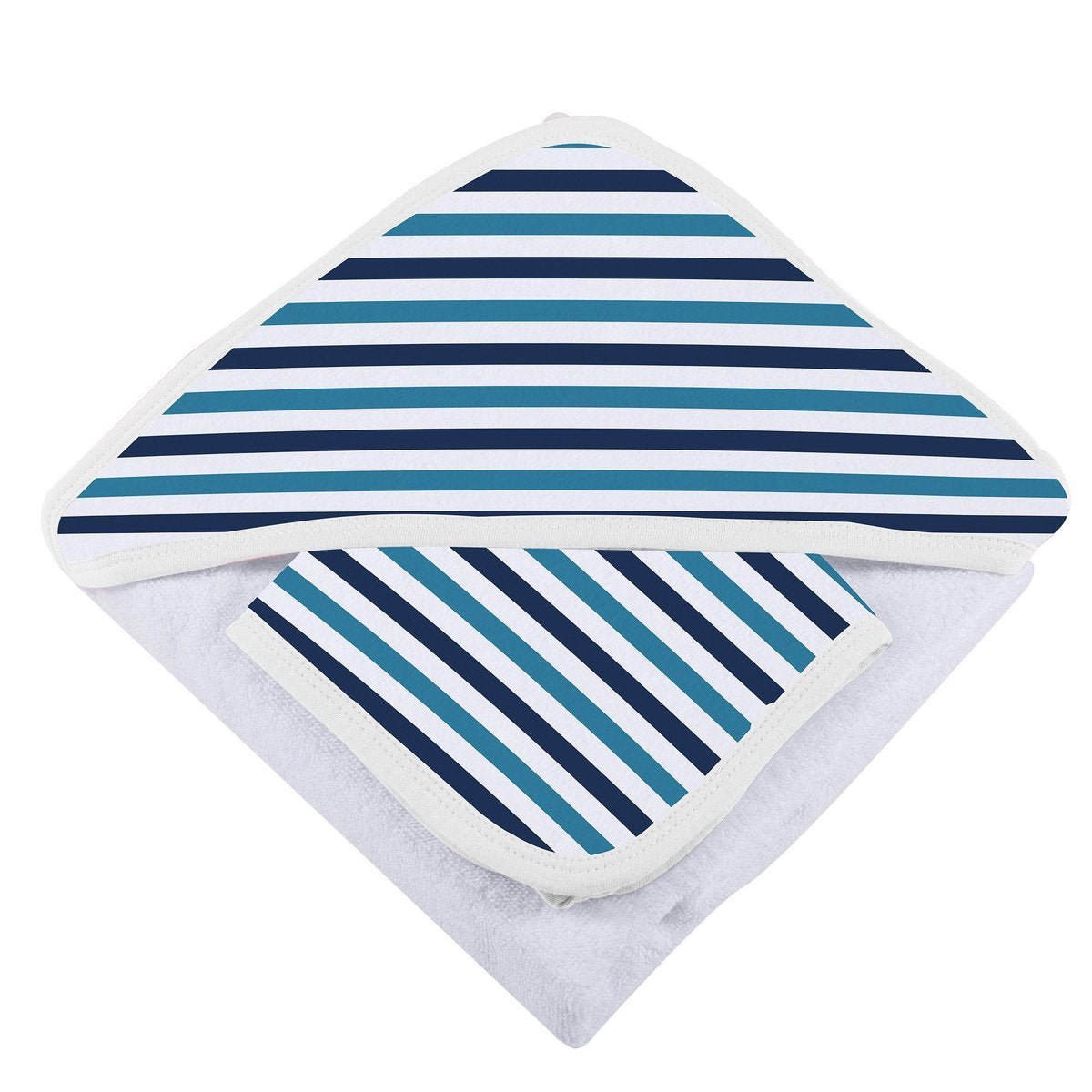 Blue and White Stripe Bamboo Hooded Towel and Washcloth Set *FINAL SALE* - SuperMom Headquarters
