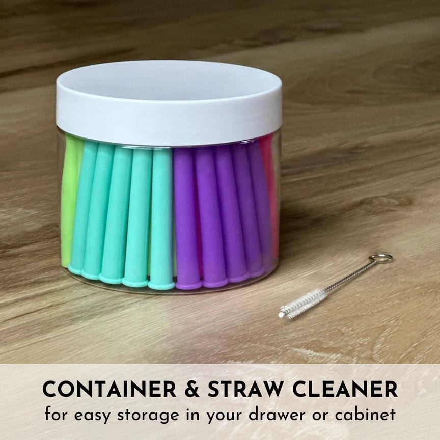 Build-A-Straw Adjustable Silicone Straws with Container - SuperMom Headquarters