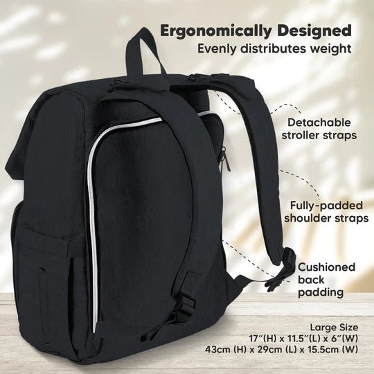 Explorer Diaper Bag Backpack (Trendy Black) - SuperMom Headquarters