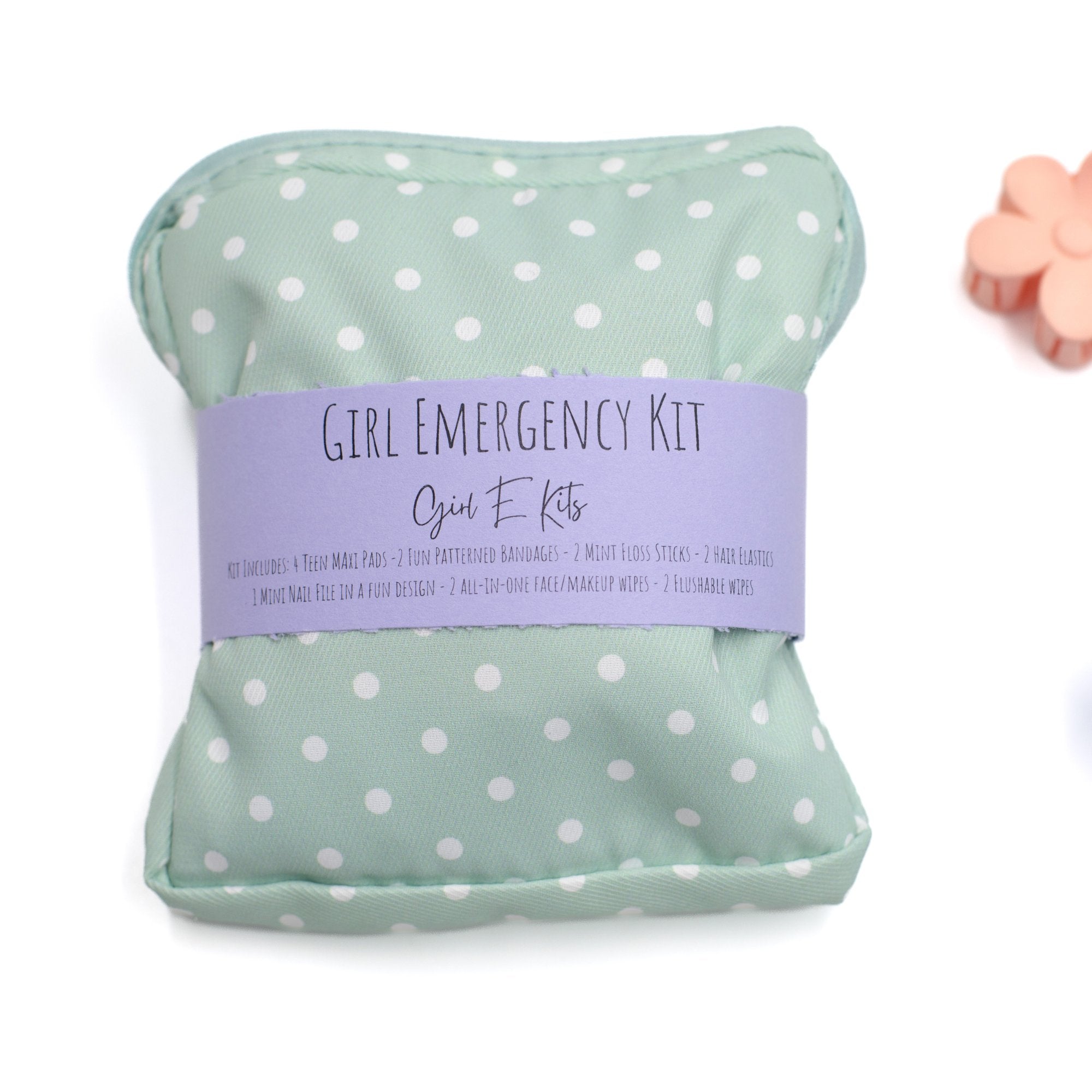 First Period Kit for Girls - Mint Green Mini Dots - SuperMom Headquarters