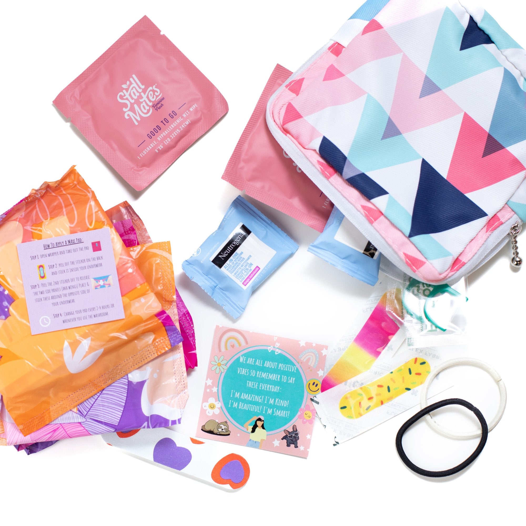 First Period Kit For Girls - Pink Triangles - SuperMom Headquarters
