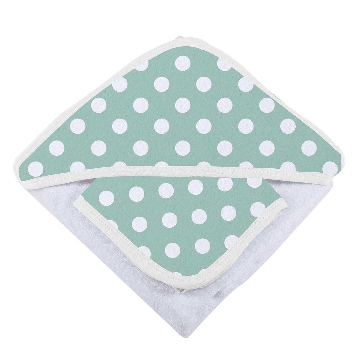 Jade Polka Dot Cotton Hooded Towel and Washcloth Set *FINAL SALE* - SuperMom Headquarters