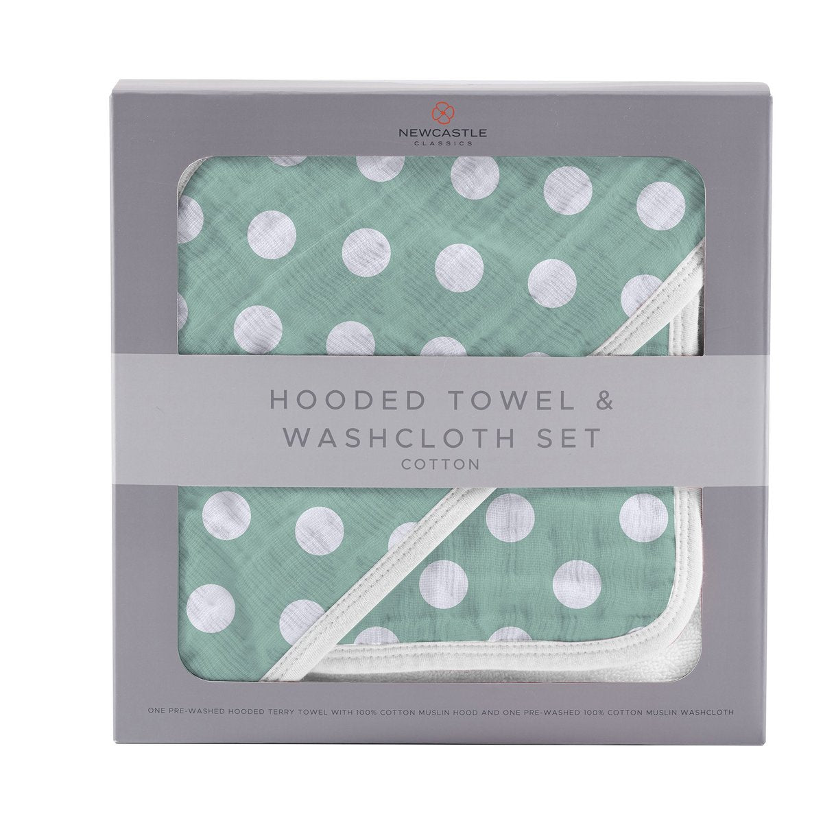 Jade Polka Dot Cotton Hooded Towel and Washcloth Set *FINAL SALE* - SuperMom Headquarters