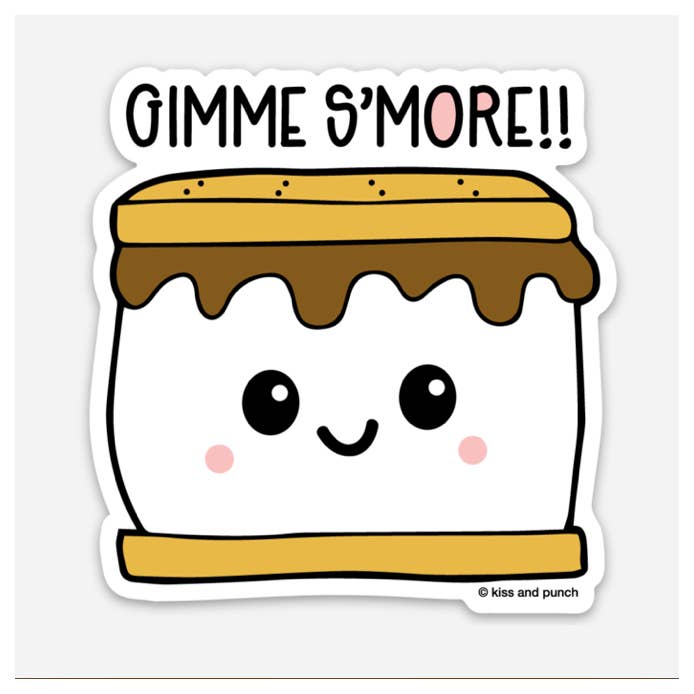 Punny 3 Inch Gimme S'more Vinyl Sticker - SuperMom Headquarters