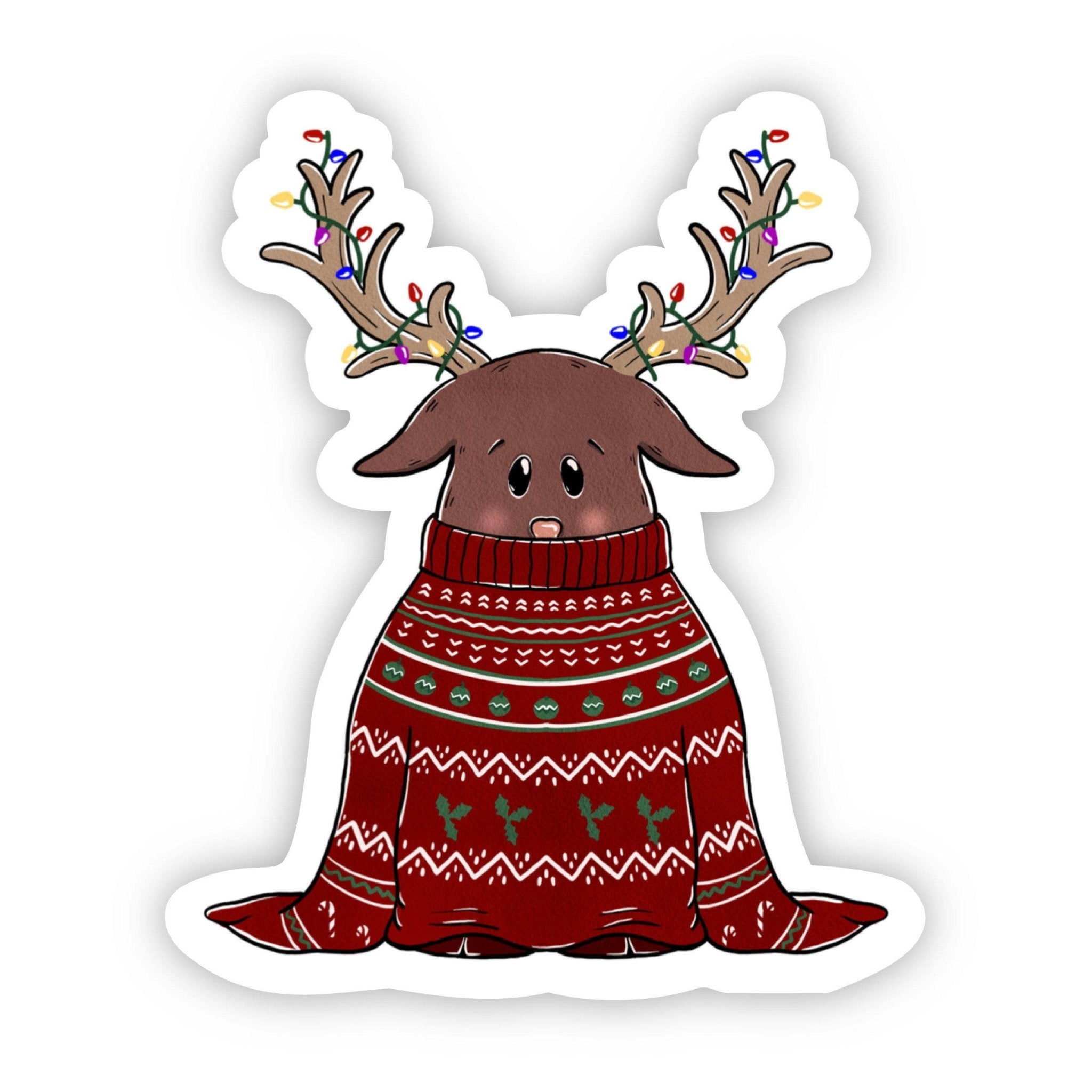 Reindeer Oversized Sweater Sticker - SuperMom Headquarters
